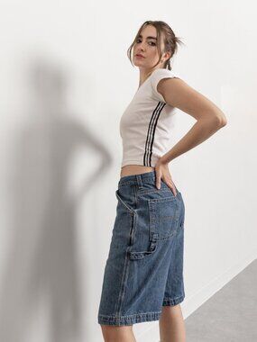 Vintage Low Rise Denim Jorts: Baggy Shorts - Medium Large